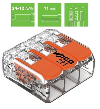 Szybkozłączka Wago 221-413 3x0,14-4mm / 50szt.