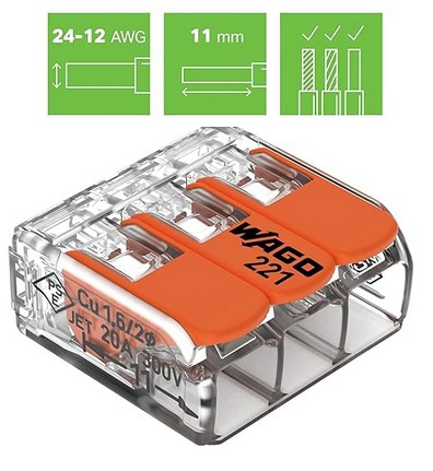 Szybkozłączka Wago 221-413 3x0,14-4mm / 50szt.